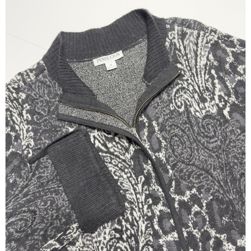 Pendleton Plus Women's Full Zip Merino Wool Sweater Cardigan Sz 1X Paisley Print